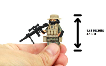 Battle Brick 1.6 Inches Tall Marine Force Recon Sniper Custom Minifigure | Collectible Genuine Military Minifig | Printed Camo | Gear Made in the USA