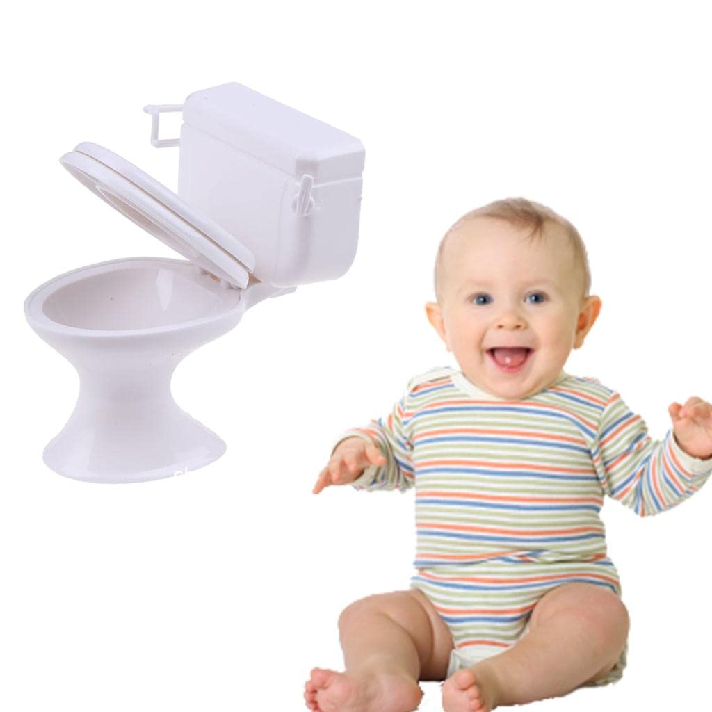 Almencla White Dollhouse Furniture Model Bathroom Toilet Miniature Toy for Doll