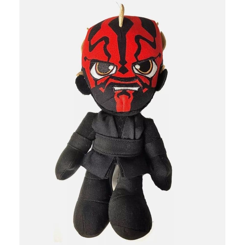 Star Wars Darth Maul Plush Toy with Fierce Facial Expression, Red and Black, 10 inches