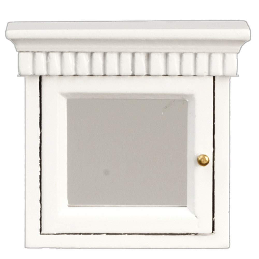 Dollhouse Miniature Mirrored White Medicine Cabinet