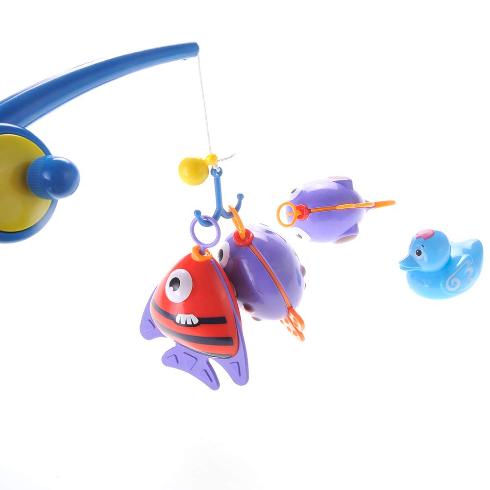 Realistic Hook and Reel Fishing Toy for Bathtub | Baby Bath Toy Set | Pool Playset With a Rod, 3 Fishes & a Ducky for Kids Ages 3+