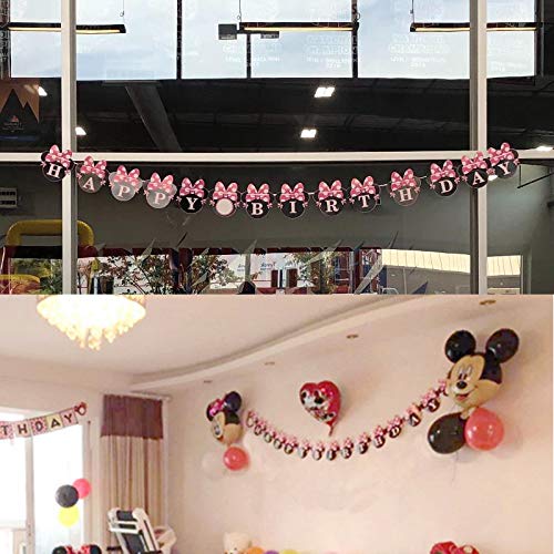 CHuangQi Mouse Themed Party Banner, Happy Birthday Banner, Birthday Party Supplies & Decoration