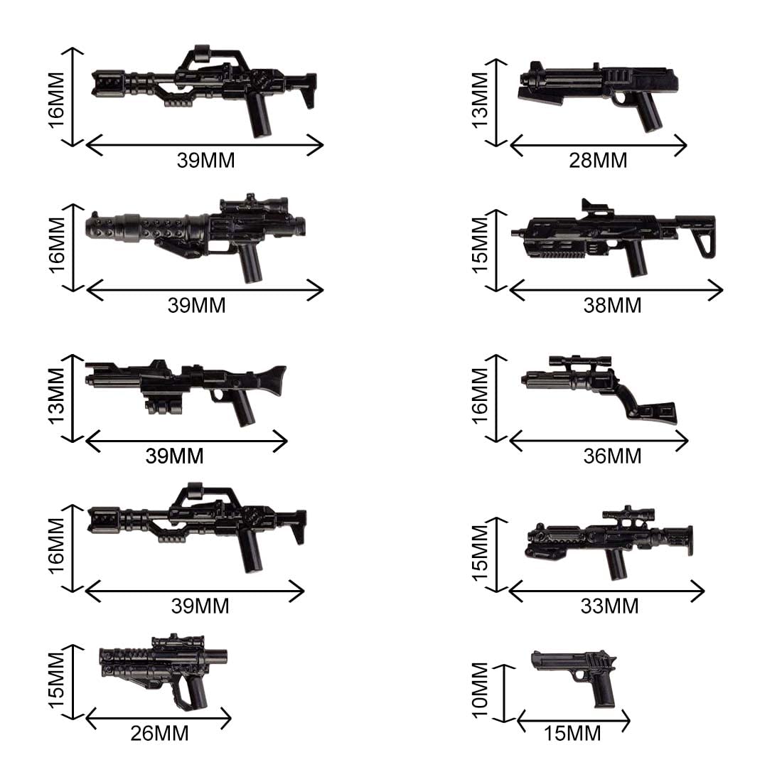 TopBrixx Custom Minifigures Weapon Set, 56 Pcs Custom Weapon Set for Starwars Soldier Minifigures, Figure Weapon Compatible with Lego