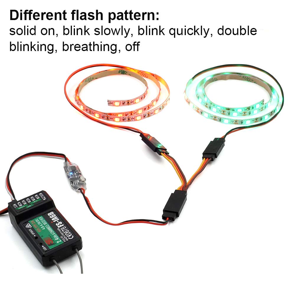 elechawk Remote Controlled LED Light Strip for RC Fixed Wing Airplane Flying Wing Plane AR Wing Drone Model Car Truck
