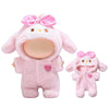 17cm Doll Clothes Set, Faux Animal Style Adorable Onesie Outfit for Keychain Dolls Dress-Up (Pink, No Doll Included)