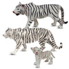 ZAGA Toys White Bengal Tigers and Cub | 3-Piece Hand-Painted Wildlife Figurine Set | Realistic White Tigers Displays Winter Décor and Collectible