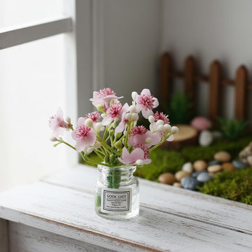 1Pc Miniature Flowers in Vase Set - 16 Scale Dollhouse Décor with Realistic Details, Tiny Floral Arrangements for Micro Landscape, Train Platform