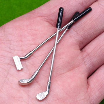 3 Pcs Mini Sports & Outdoor Theme Golf Set - 1:12 Scale Alloy Golf Clubs and Balls, Realistic Golfing Accessories for Dollhouse Decoration, Micro