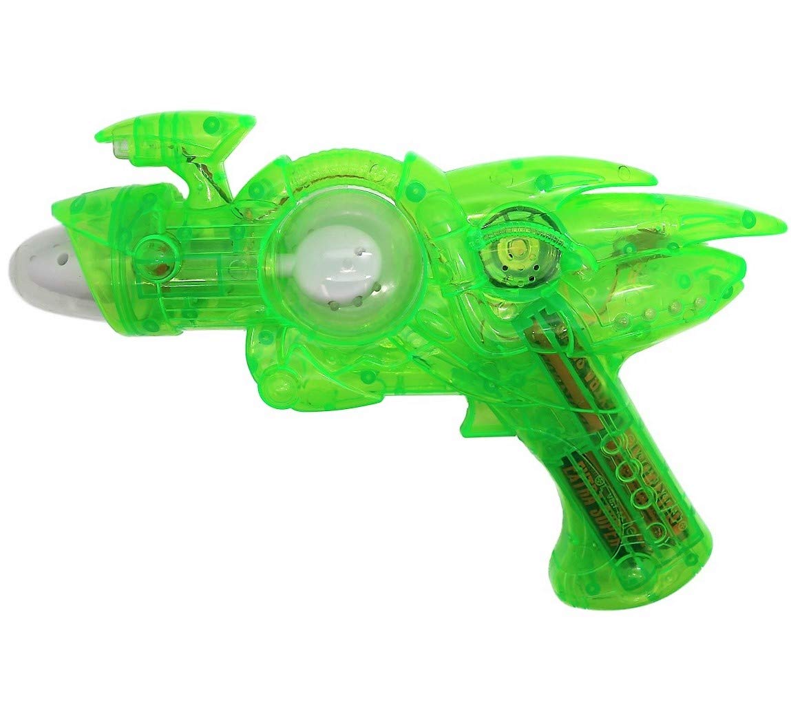 - 2 Pack - NEON Green Light-up Galaxy Space UV Glow Super Space Blaster Flash Gun (11") Noisy Blacklight Reactive Glow in Dark Space Blaster. Plastic