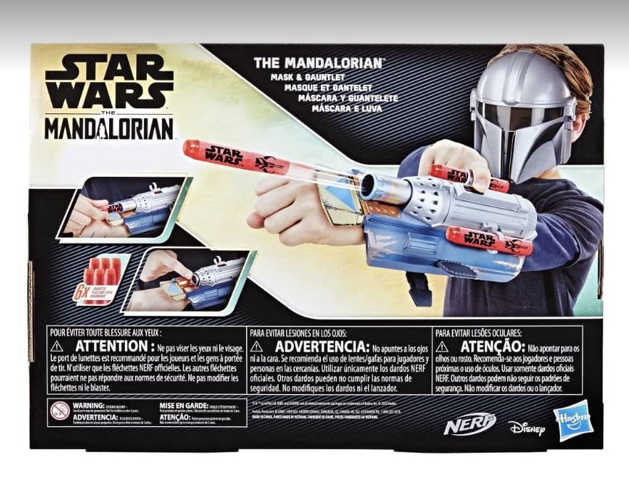 STAR WARS NERF The Mandalorian Rocket Gauntlet + Mask Set, NERF Dart-Launching Toy for Kids Roleplay, Toys for Kids Ages 5 and Up