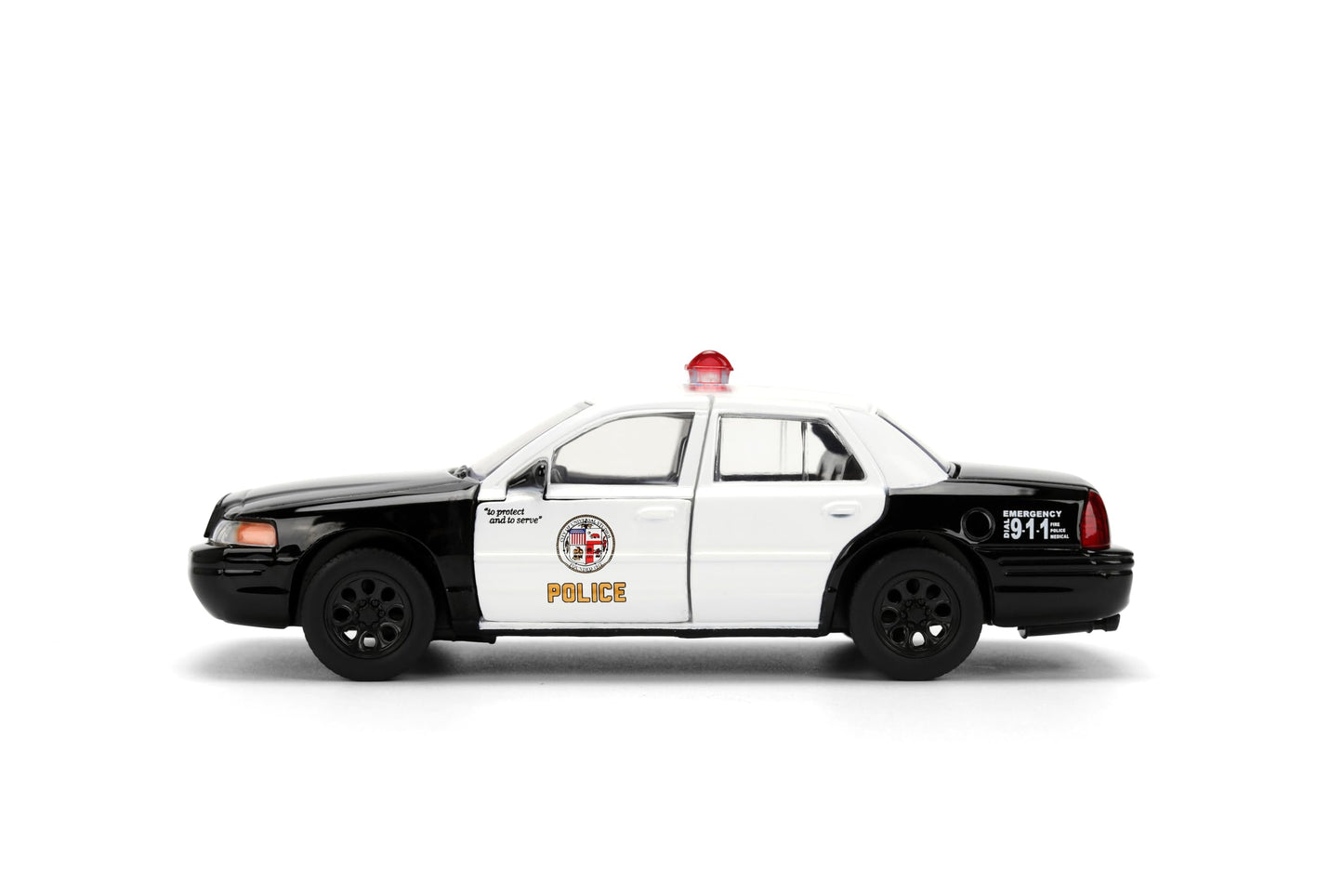 Jada Fast & Furious Ford Crown Victoria Diecast Car Toys - 1:32 Scale Police Vehicle with Opening Doors - Movie Replica for Fans and Collectors