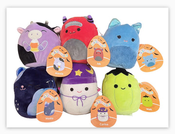 Squishmallow 5 Inch 2024 Halloween Squad A - Set of 6 (Mushroom, Cow, Cat, Monster, Pumpkin, Bat)