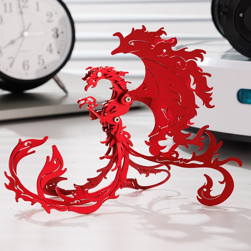 Mokrdomain Phoenix 3D Metal Jigsaw Puzzle, Red-Wings, 28 Pieces