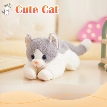 Houwsbaby 15" Gray Light up Kitty Stuffed Animal Cat Floppy LED Plush Toy Kitten Night Lights Glow Pillow Birthday Festival Christmas Halloween