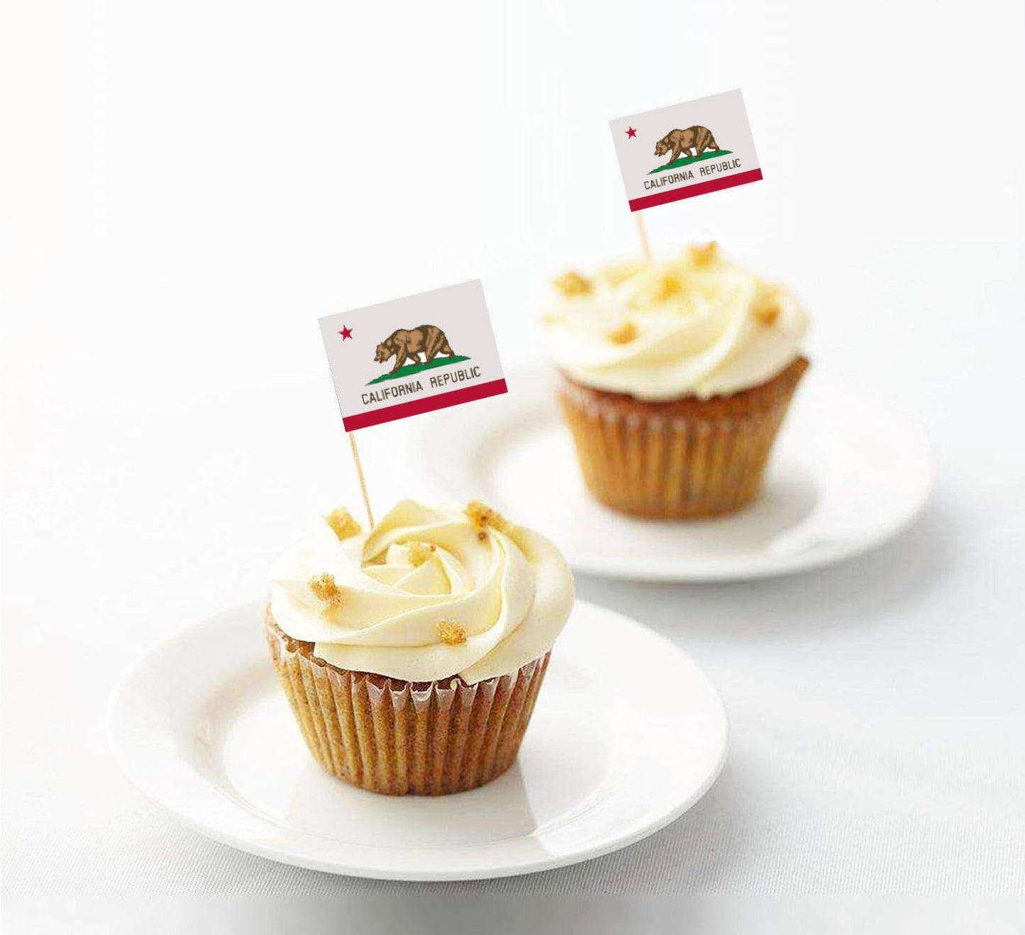 100 Pcs California Flag California Toothpick Flags, Cocktail Picks Mini Stick Cupcake Toppers Country Picks Party Decoration Celebration Cocktail Food