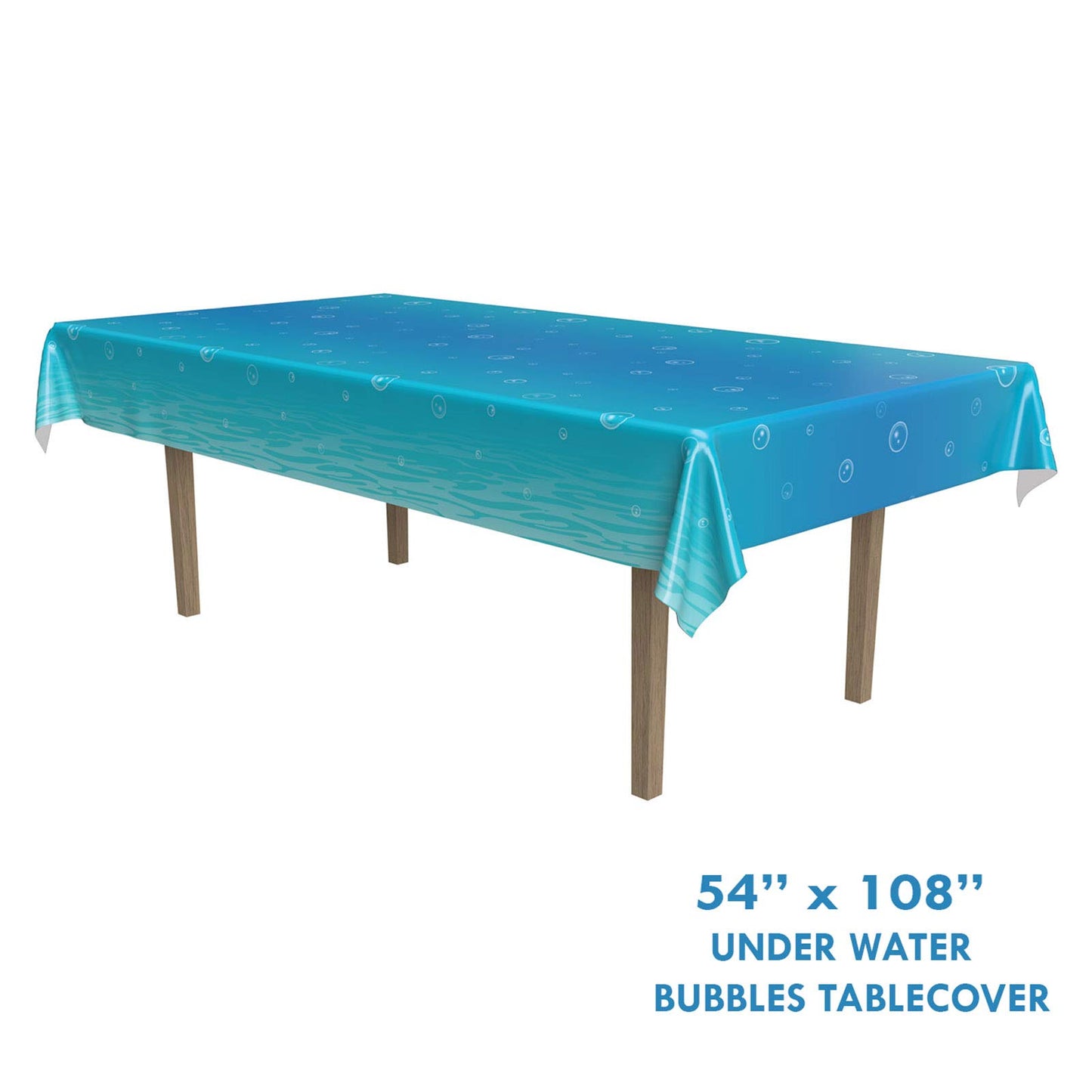 HOME & HOOPLA Under Water Bubbles Paper Table Cover for Beach and Pool Parties, Mermaid, Narwhal, and Ocean Themed Parties, 54" x 102" (2 Pack)