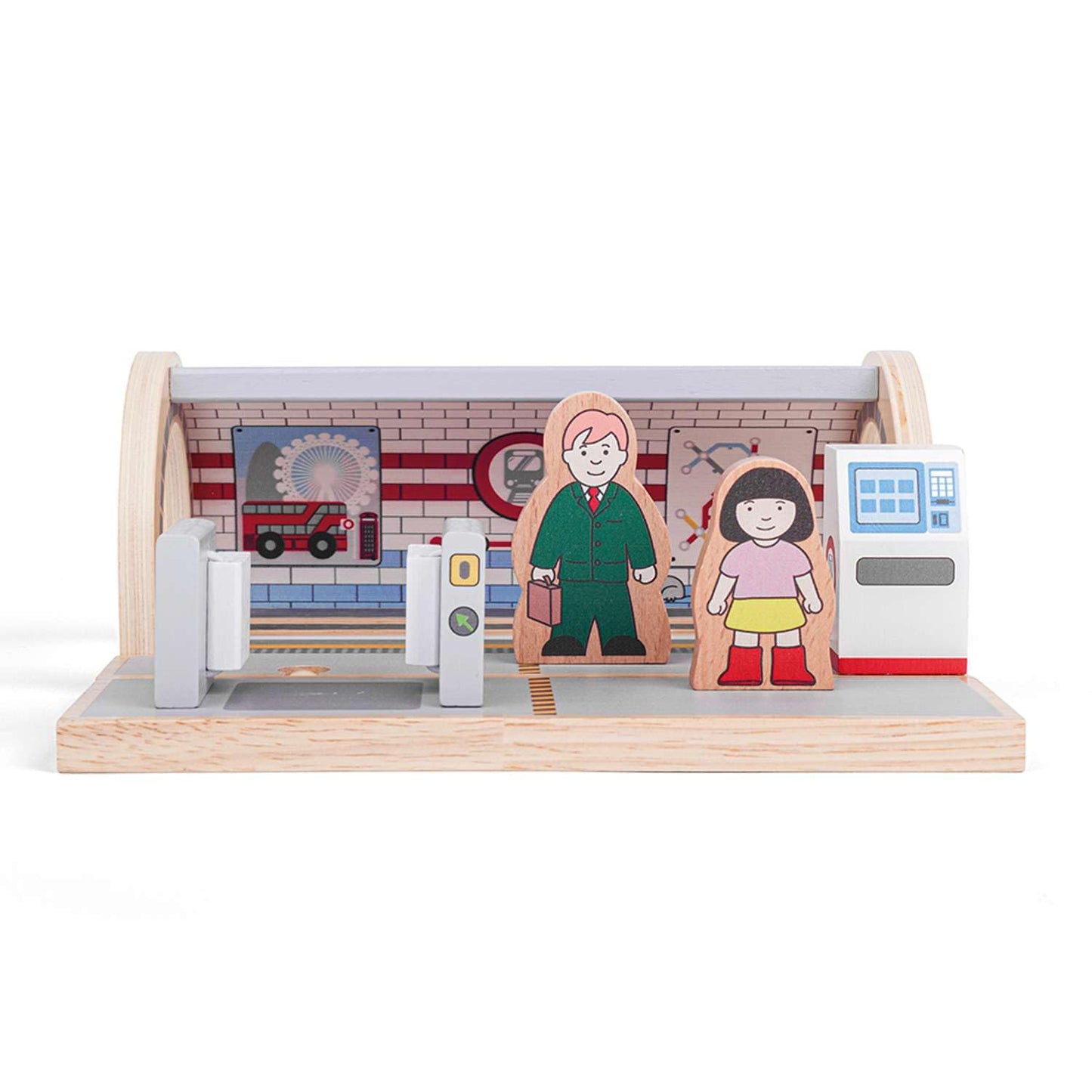 Bigjigs Rail Underground Train Station | Kids Railway Accessories for Wooden Track Sets | London Underground & City Metro Inspired Play Set |