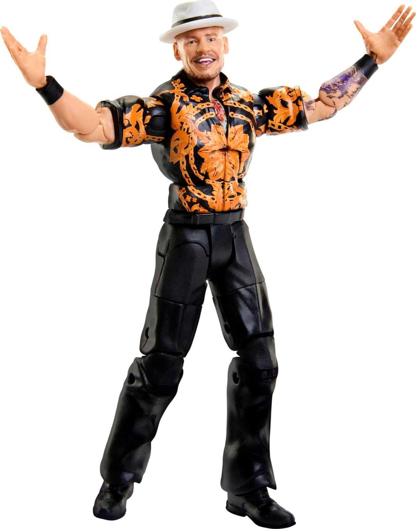 Mattel WWE Elite Collection Action Figure & Accessories, Series #99 Happy Corbin 6-inch Collectible with 25 Articulation Points & Swappable Hands