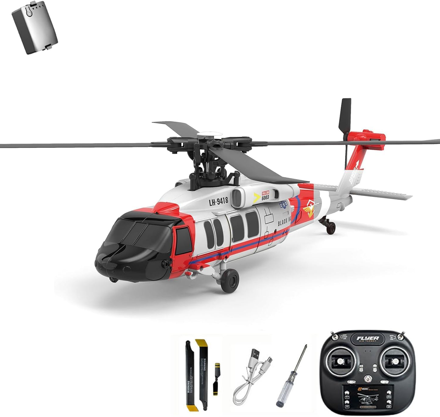 Domiuie Black Hawk K200 Brushless RC Helicopter, 2.4G 6CH Military RC Helicopter with Optical Flow, Inverted Flight & 3-Speed Modes, 6-Axis Gyro