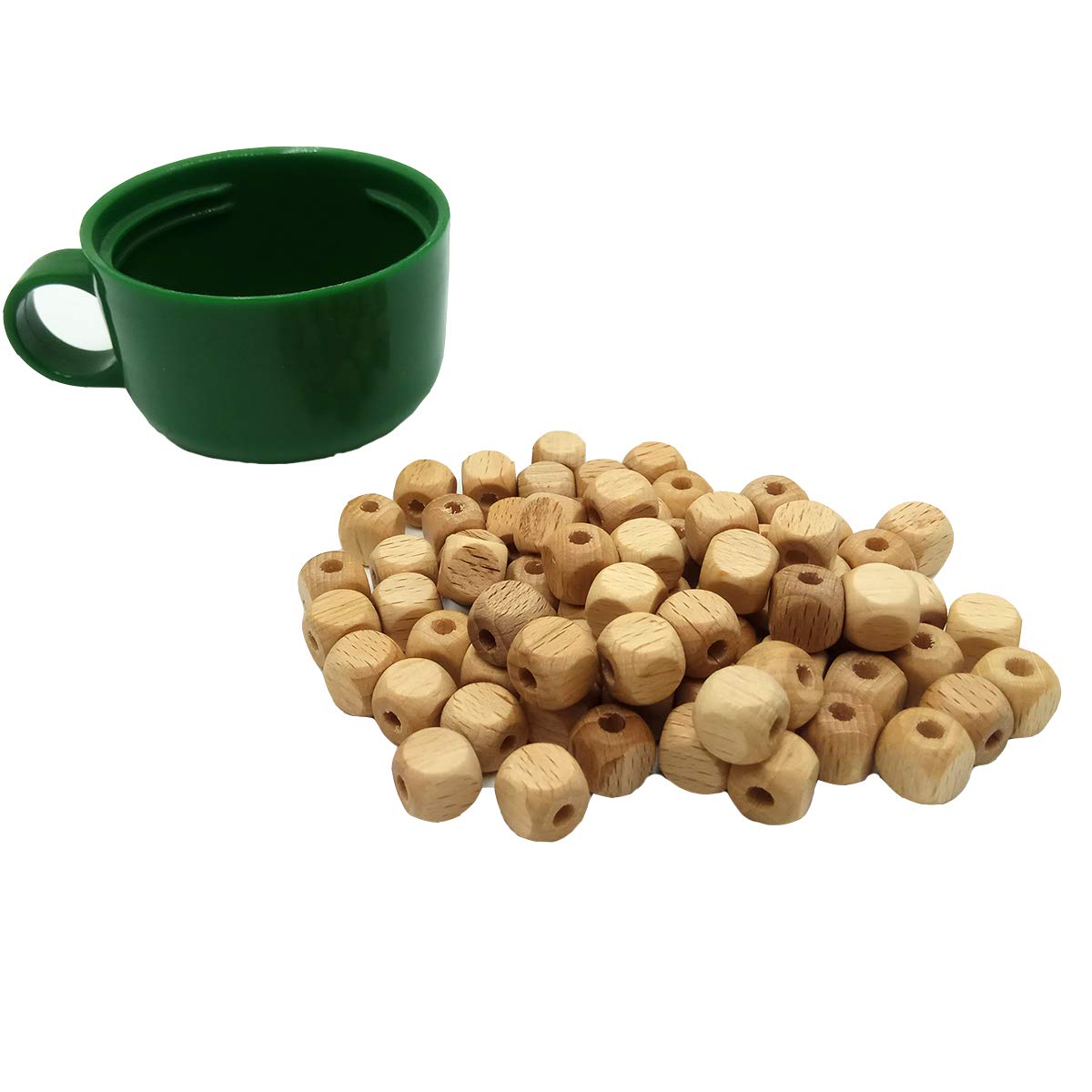 200pcs 10mm Beech Wooden Cube Beads Natural Beech Wood Square Beads for Handmade DIY Mom Beading Necklace Accessory (10mm 200pcs)