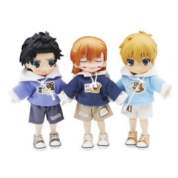niannyyhouse 1/12 BJD OB11 Doll Clothes Hoodie Shorts Canvas Shoes Doll Dressup (Black)