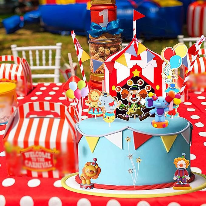 Circus Cake Toppers Carnival Cupcake Toppers Circus Birthday Cake Decorations Carnival Birthday Party Supplies Circus Baby Shower Decoration