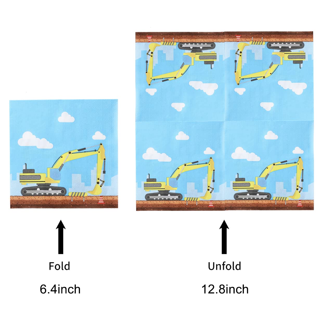 Construction Birthday Party Supplies Set For Boys - 24 Guests - Dump Truck And Tractor Party Decorations, Paper Plates Cups Napkins Straws Balloons