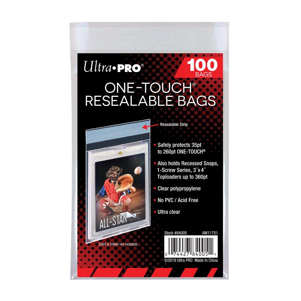 Ultra Pro One-Touch Trading Card Protective Bags (100 Sleeves), Clear, 3 x 4 inches, Polypropylene (PP), 100 Count