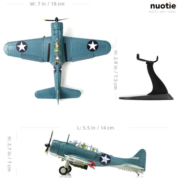 NUOTIE 1/72 Douglas SBD-3 Best Dauntless Dive Bommber Model World War II Midway Vintage Warplane Metal Diecast Aircraft Military Display Airplane