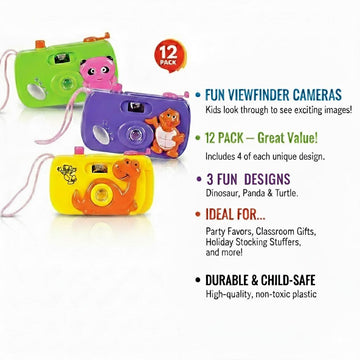 ArtCreativity Kids Camera Toy Set with Images in Viewfinder (12PCs) Pretend Play for Toddlers, Great for Birthday Party Favors for Kids 3-5, Goody
