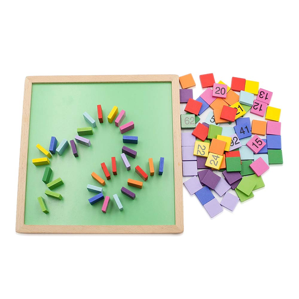 MERRYHEART Wooden Math Learning Board Toy, Montessori 1-100 Consecutive Numbers Wooden Hundred Digital Board, Educational Game for Kids with Storage