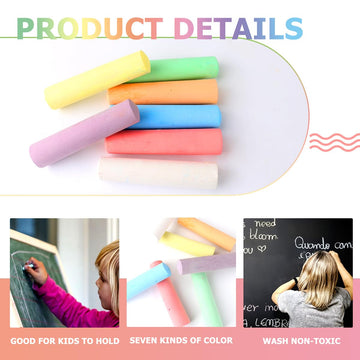 YFMJDK Washable Sidewalk Chalk - 52 Pieces 7 Colors Jumbo Non-Toxic Chalk For Kid and Adult, Paint on Classroom Chalkboard or Outdoor Playground, Good
