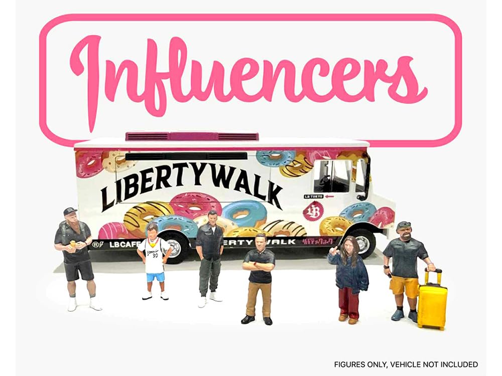 Mijo Exclusives Influencers 6 piece Diecast Figure Set Limited Edition for 1/64 Scale Models by American Diorama AD-2433MJ