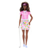 Barbie Golf Player, Brunette, Fashion Doll in Pink Golf Outfit, A Dress That Can Be Off with Sun Visor and Golf Club, JCR69
