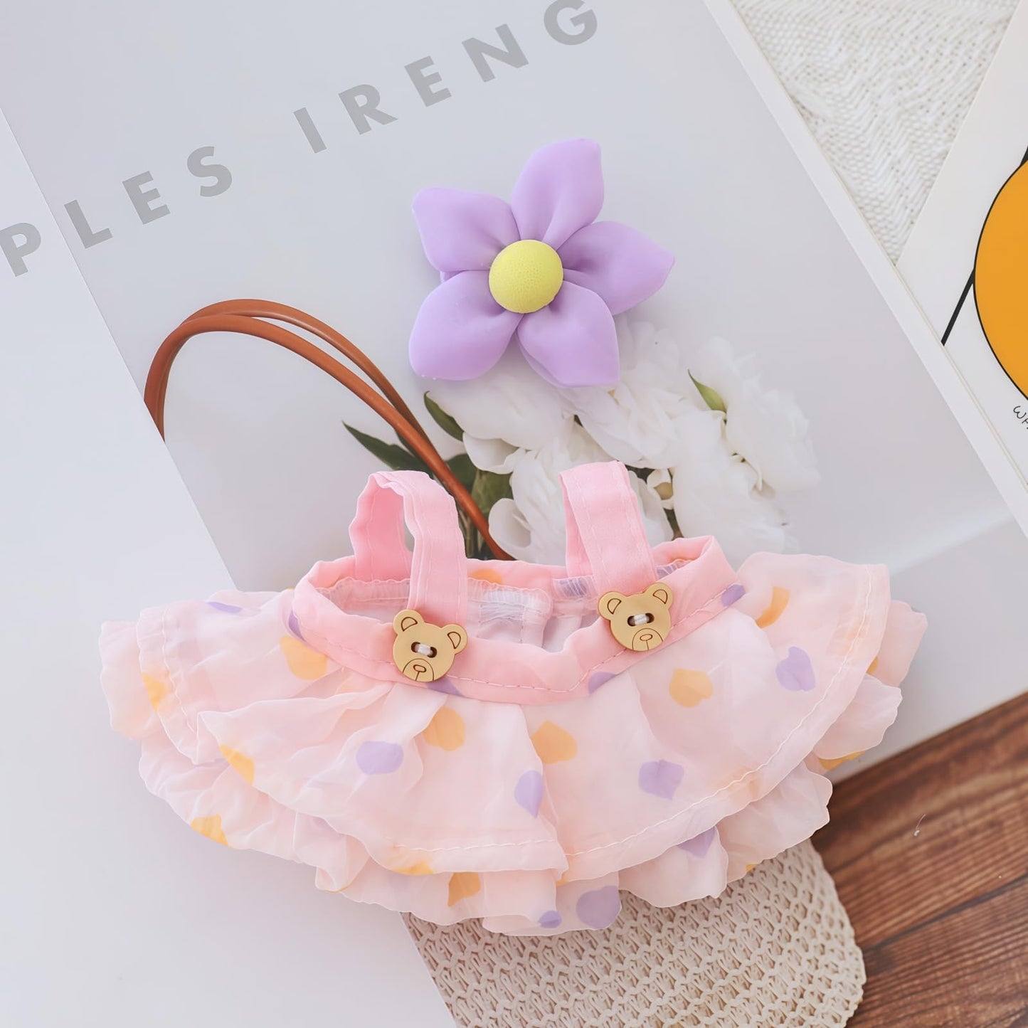 Clothes for Lu bubu 17cm Dolls Accessories (No Doll), Kawaii Skirt Outfit Set 2 Pieces for 17cm Dolls Suit, Stylish Dress Up Flower Dolls Clothing Set
