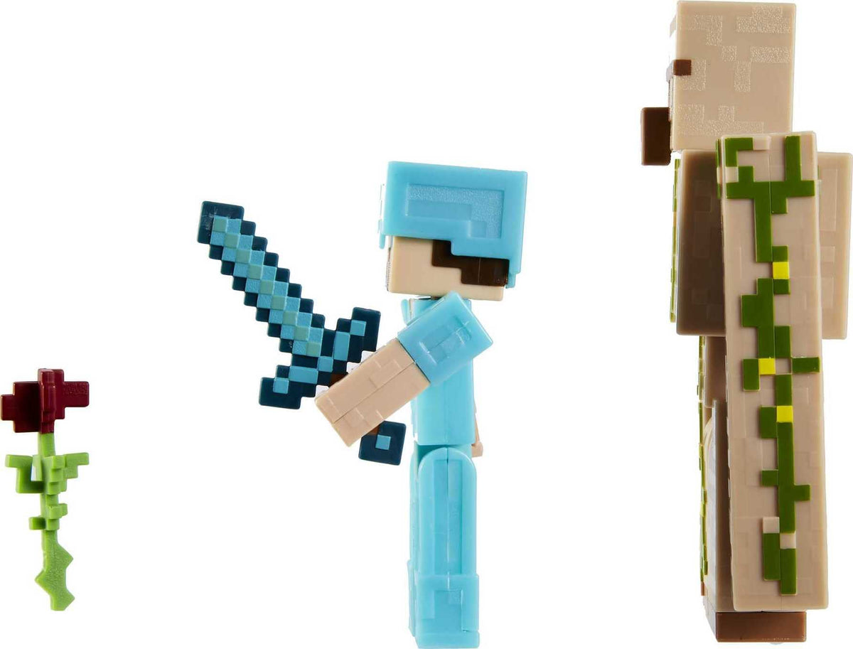 Mattel Minecraft Toys, 3.25-inch Action Figure 2-Packs, 2 Figures and 2 Accessories, Collectible for Kids