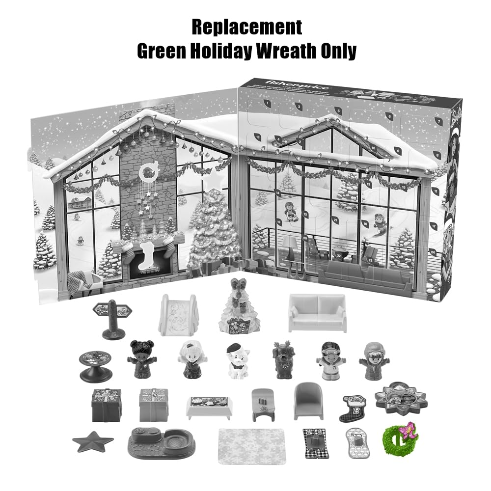 Replacement Part for Fisher-Price Little People Playset - HMK85 ~ Green Holiday Wreath fits on Front Door of Dollhouse ~ Inspired by Barbie Dollhouse