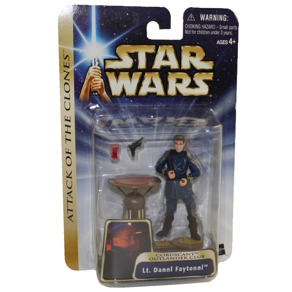 Star Wars Attack of the Clones Coruscant Outlander Club Lt. Dannl Faytonni w/Bar Table Stand, Glass & Blaster