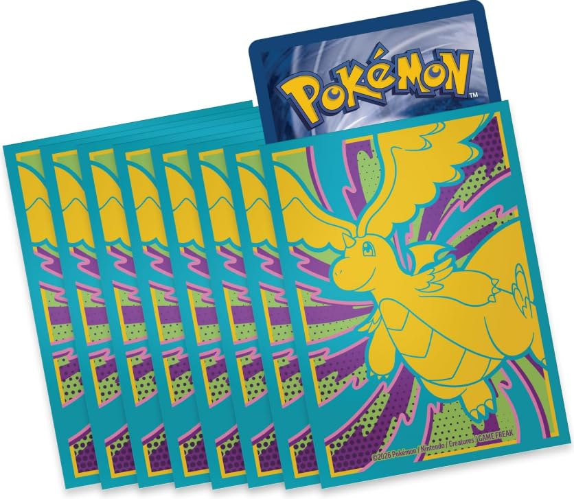 Official Pokemon TCG Card Sleeves - Ascended Heroes ETB Exclusive! (Mega Dragonite Design) - 65 Count - Tournament Legal Card Protectors