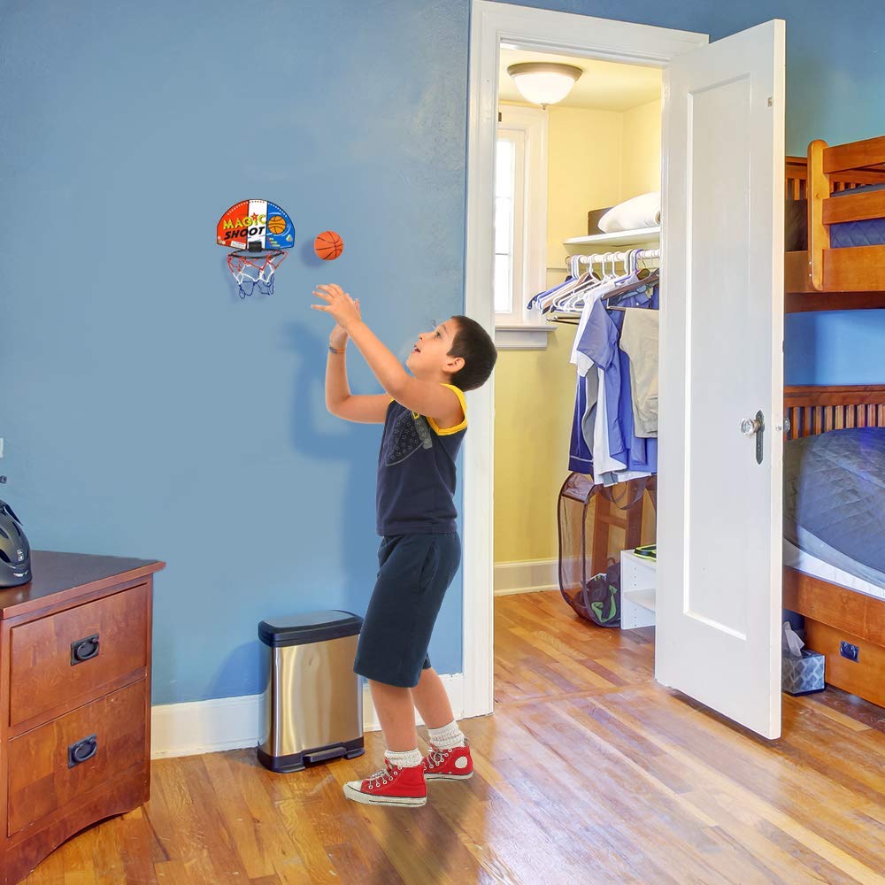 ArtCreativity Mini Basketball Game (12 Sets) Each Set Includes 1 Mini Ball, 1 Back Board Net, & Mounting Tape, Indoor Basketball Hoop for Kids
