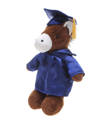 Plushland Horse Plush Stuffed Animal Toys Present Gifts for Graduation Day, Personalized Text, Name or Your School Logo on Gown, Best for Any Grad