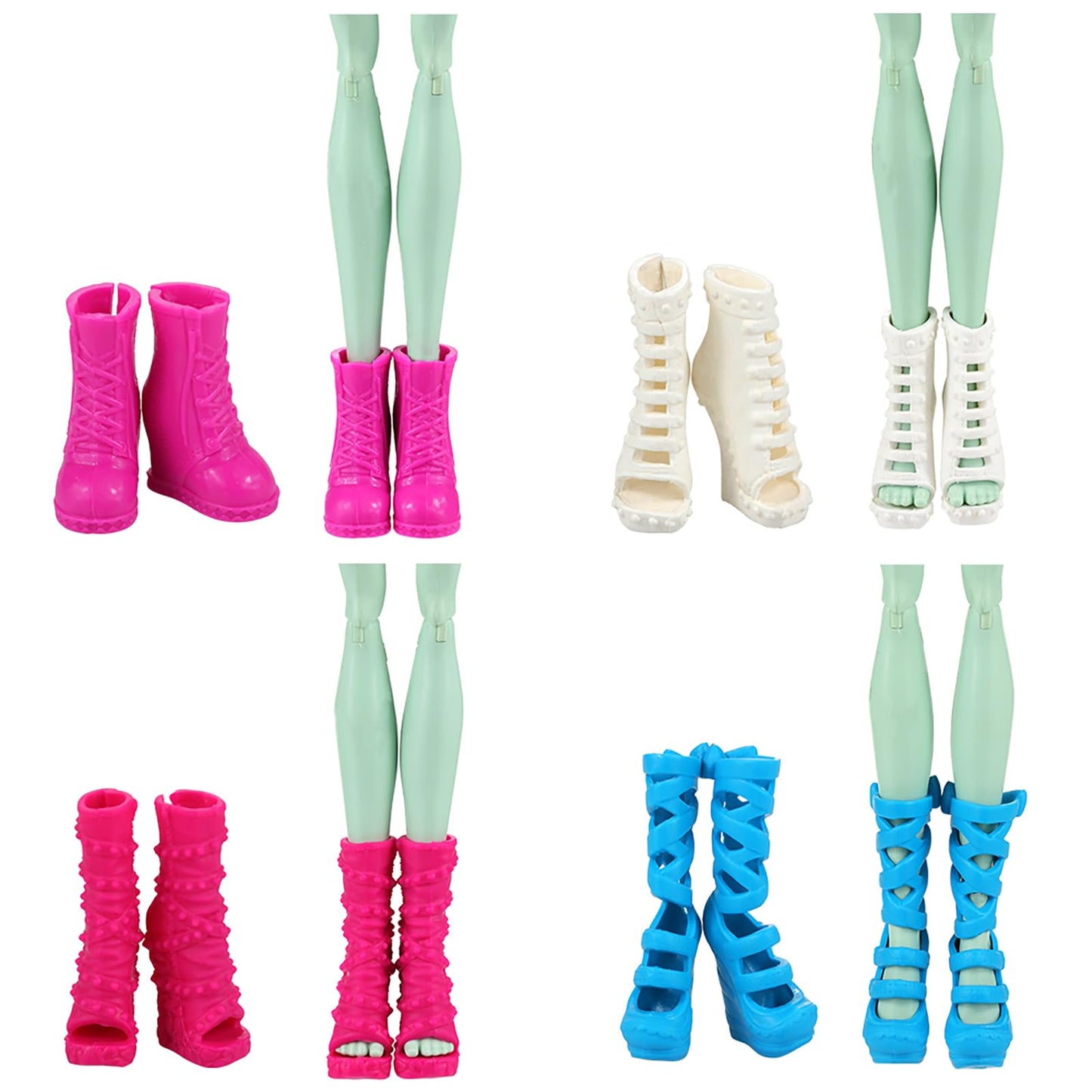 Barwa 10 Pairs Doll Shoes Accessories for Doll Fashion High Heels Sandals Boots Shoes Pack