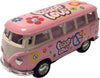KiNSMART 1962 Volkswagen Classic Hippie Love & Peace Bus 1:64 Scale 2.5 Inch Die Cast Metal Model Key Chain, Pullback Action (Pink)