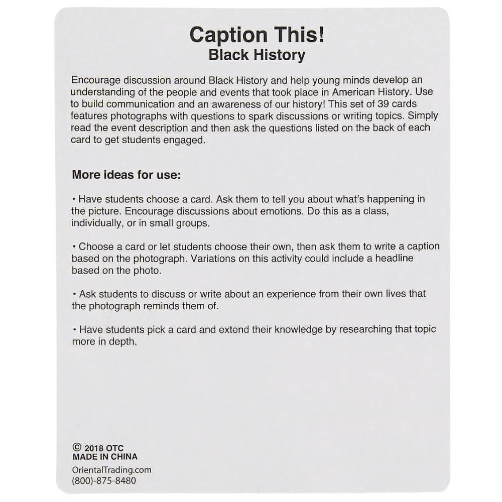 Black History Month Caption This Cards - 40 Pieces - Educational and Learning Activities for Kids