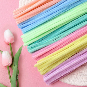 Pipe Cleaners Bulk Pastel,300 Pcs Thick Pipe Cleaner Crafts Supplies 7 Assortment Macaron Color Chenille Stems for Arts and Craft Projects Creative
