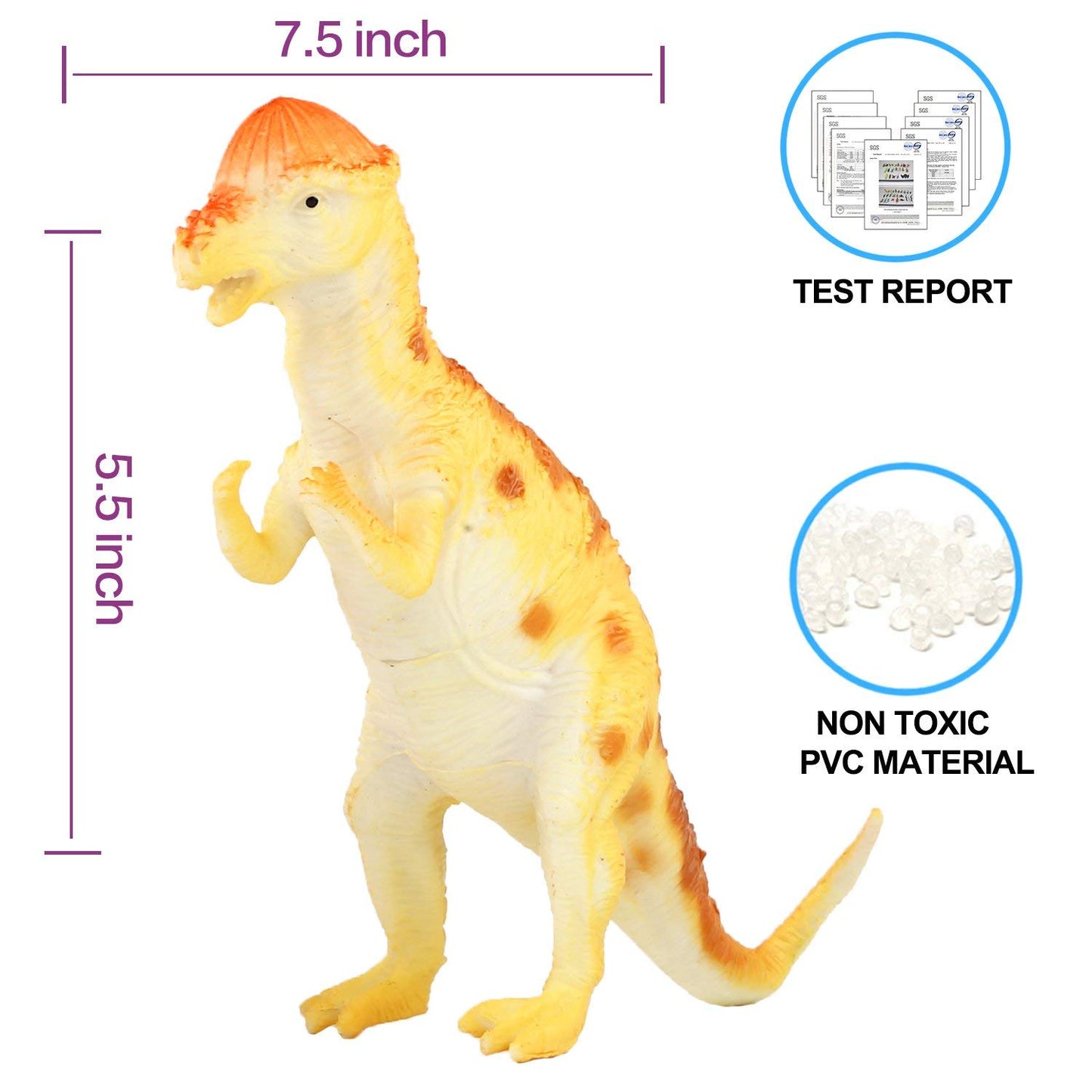 Yeonha Toys Dinosaur Figure, 7 Inch Jumbo Dinosaur Toy Playset(12 Pack), Safe Material Assorted Realistic Dino, Vinyl Plastic Dino Set Party Favors