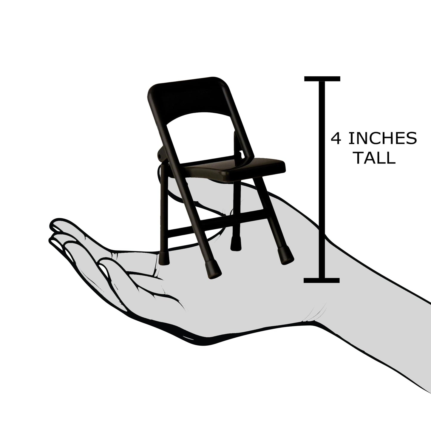 Set of 6 Black Plastic Toy Folding Chairs for Wrestling Action Figures