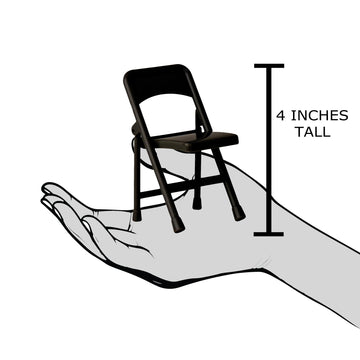 Set of 6 Black Plastic Toy Folding Chairs for Wrestling Action Figures