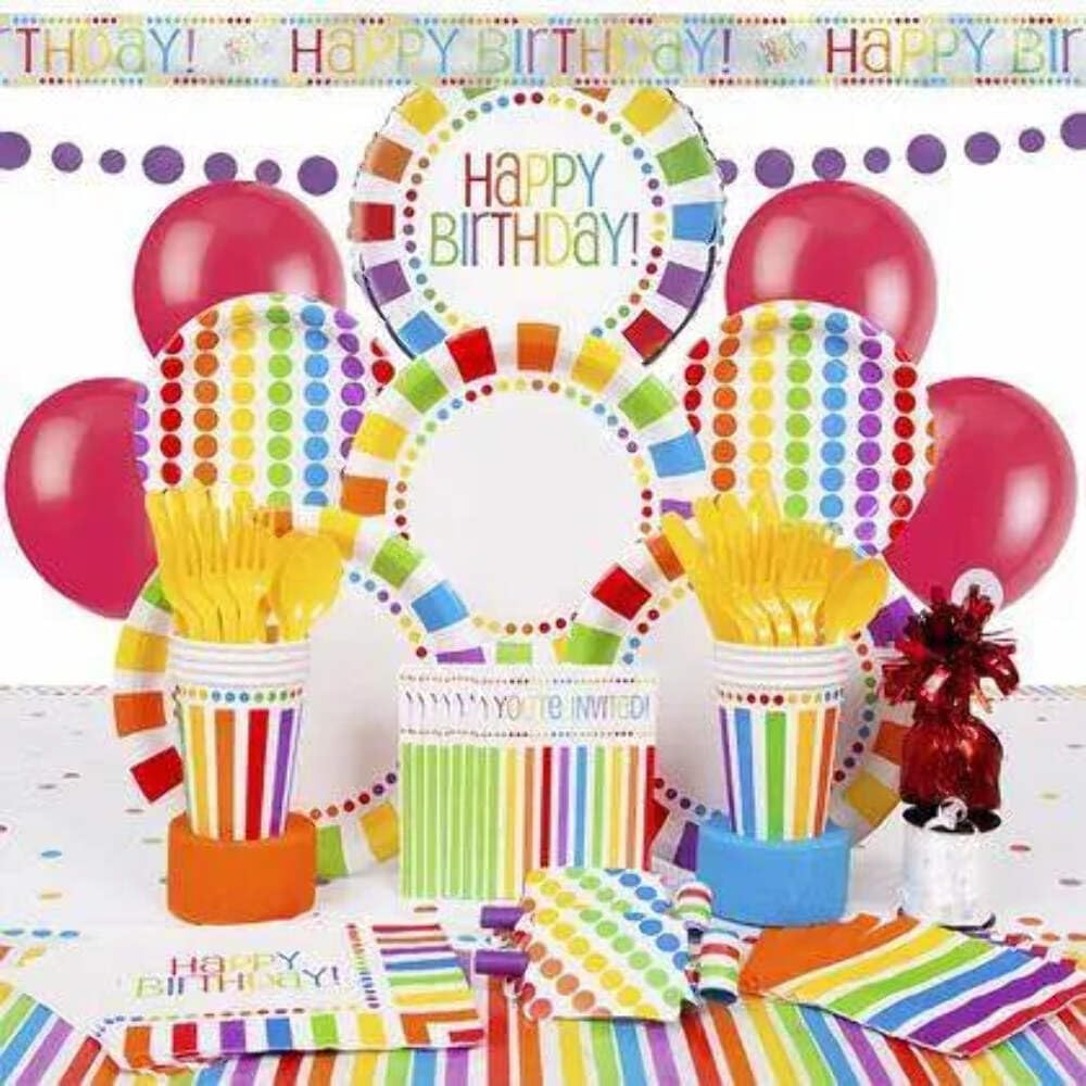 Rainbow Birthday Paper Party Hats - 8 Count, Fun & Vibrant Design, Premium Quality Party Hats For Parties & Events