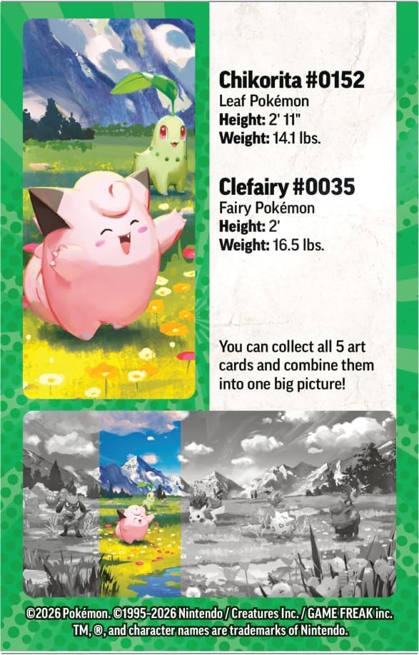 Pokemon TCG Trading Card Game: Mega Evolution: Ascended Heroes Single Mini Tin - 2 Packs (Clefairy and Chikorita)